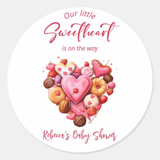 Sticker Rond Un petit Baby shower de coeur rouge doux (Devant)