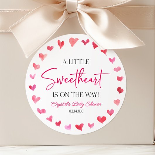 Sticker Rond Un petit Baby shower de Coeurs Roses Rouges