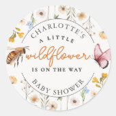 Sticker Rond Un petit Baby shower de fille Fleur sauvage (Devant)