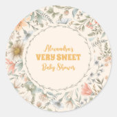 Sticker Rond Un petit Baby shower de fille Fleur sauvage (Devant)