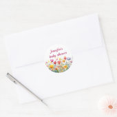 Sticker Rond un petit baby shower de fille fleur sauvage (Enveloppe)