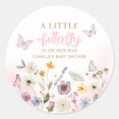 Sticker Rond Un petit baby shower de fille papillon (Devant)