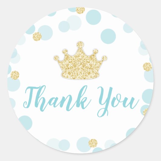 Sticker Rond Un petit Baby shower de Prince Blue Gold (Devant)