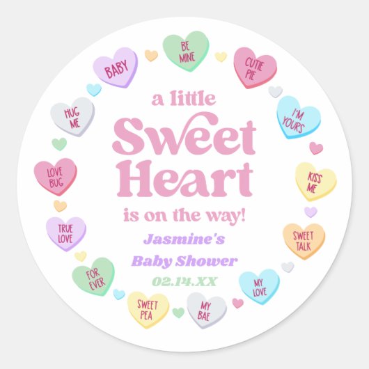 Sticker Rond Un petit Baby shower de Saint Valentin (Devant)
