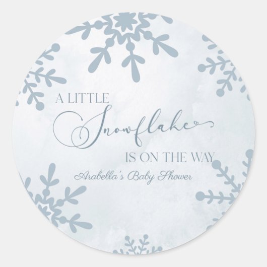 Sticker Rond Un petit Baby shower de Wonderland Winter Flocon d (Devant)