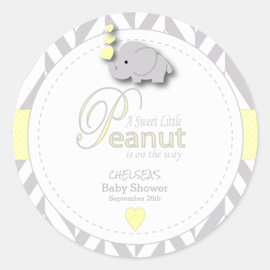 Sticker Rond Un petit Baby shower d'éléphant d'arachide (Devant)