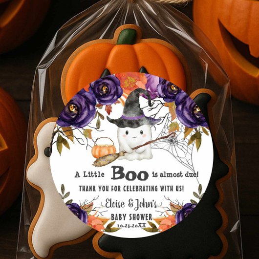 Sticker Rond Un Petit Baby shower D'Halloween Boo Cute Ghost