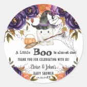 Sticker Rond Un Petit Baby shower D'Halloween Boo Cute Ghost (Devant)