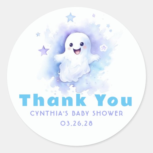 Sticker Rond Un Petit Baby shower D'Halloween Ghost (Devant)