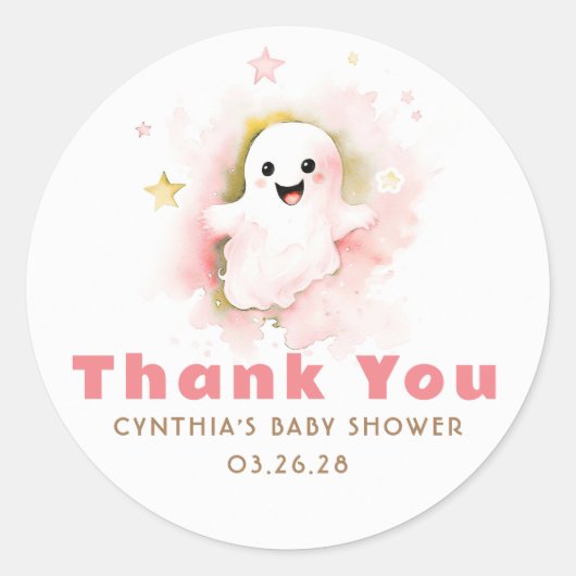 Sticker Rond Un Petit Baby shower D'Halloween Ghost (Devant)