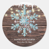 Sticker Rond Un petit Baby shower d'hiver rustique (Devant)