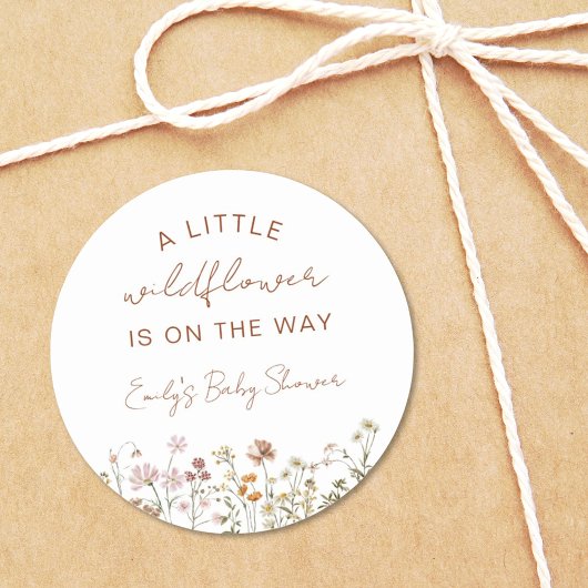 Sticker Rond Un Petit Baby shower Fleur sauvage À Bloom Boho