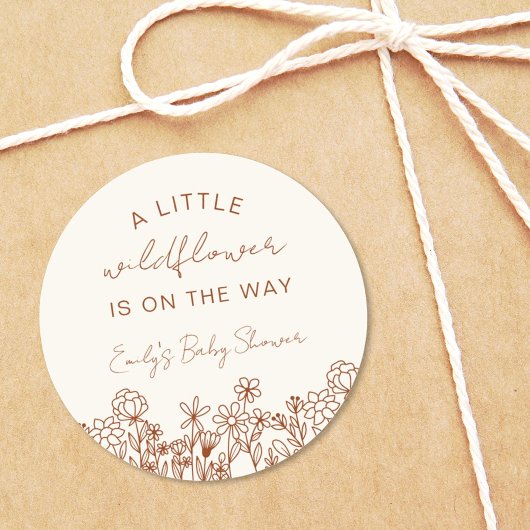 Sticker Rond Un Petit Baby shower Fleur sauvage À Bloom Boho