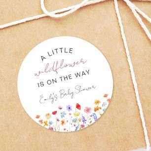 Sticker Rond Un Petit Baby shower Fleur sauvage En Floral Fleur