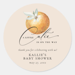 Sticker Rond Un Petit Baby shower Orange Citrus Cutie