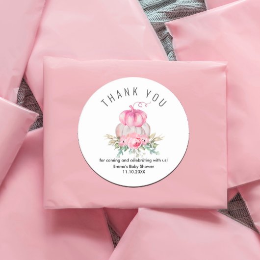 Sticker Rond Un Petit Baby shower Pumpkinl