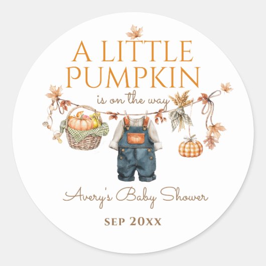 Sticker Rond Un petit Baby shower Rustique Boho Automne Un Peu  (Devant)