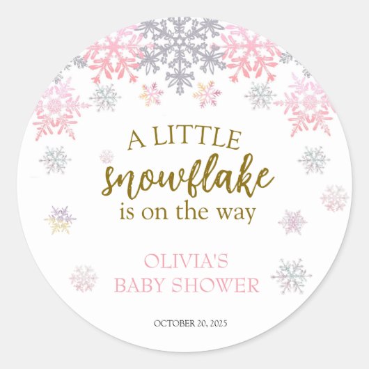 Sticker Rond Un petit baby shower Snowflake (Devant)
