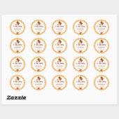 Sticker Rond Un Petit Baby shower Turc Tombe Thankgiving (Feuille)