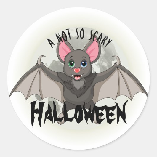 Sticker Rond Un Petit Bat De Dessin Et Un Halloween Pas Si Effr (Devant)
