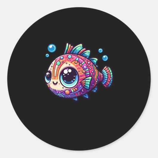 Sticker Rond Un petit bâton de poisson (Devant)