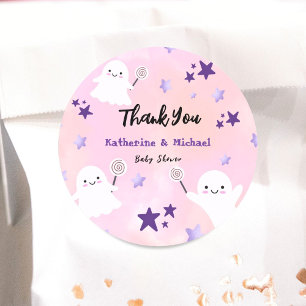 Sticker Rond Un Petit Boo Halloween Baby shower fille