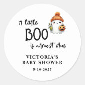Sticker Rond Un petit Boo presque Baby shower (Devant)