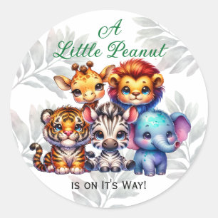 Sticker Rond Un petit cacahuète est sur le chemin   BABY SHOWER