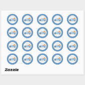 Sticker Rond Un petit camion bleu Citrouille baby shower (Feuille)