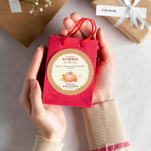 Sticker Rond Un petit Citrouille est sur le chemin Baby shower 