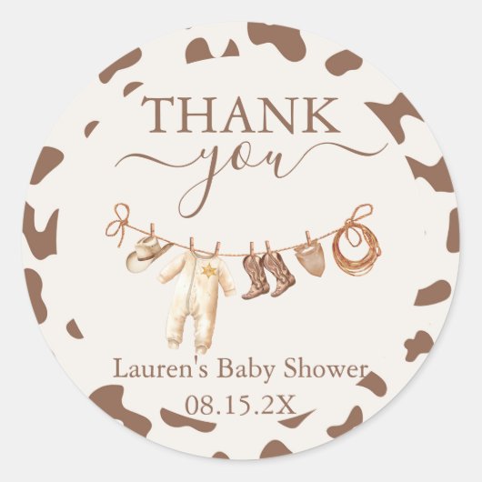 Sticker Rond Un petit garçon Baby shower Cowboy (Devant)