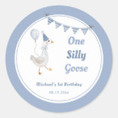 Sticker Rond Un petit garçon bleu oie bête 1er anniversaire (Devant)