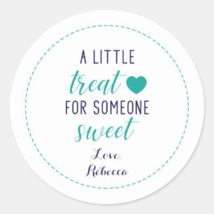 Sticker Rond Un petit gâteau pour quelqu'un de doux Bleu Tags c
