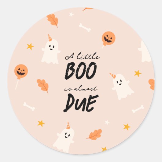 Sticker Rond Un petit livre est presque à baby shower (Devant)