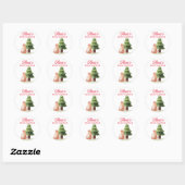 Sticker Rond Un Petit Ours Est En Route Pour Le Baby shower De  (Feuille)