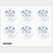 Sticker Rond Un Petit Papillon bleu Floral Merci rustique Cl (Feuille)