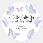 Sticker Rond Un petit papillon est en chemin Baby shower (Devant)