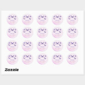 Sticker Rond Un petit papillon violet Baby shower fille (Feuille)