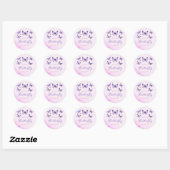 Sticker Rond Un petit papillon violet Baby shower fille (Feuille)