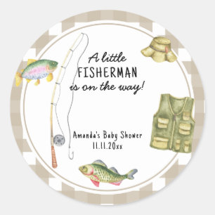 Sticker Rond Un petit pêcheur est en route Fête prénatale
