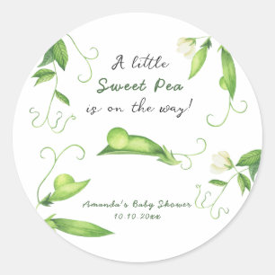 Sticker Rond Un petit pois sucré est en route Baby Shower
