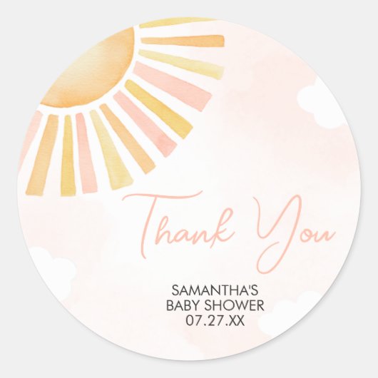 Sticker Rond Un petit rayon de soleil Baby shower (Devant)