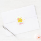 Sticker Rond Un petit rayon de soleil Favori de nœud rose pour (Enveloppe)