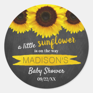 Sticker Rond Un Petit Tournesol Est En Route ! Baby shower