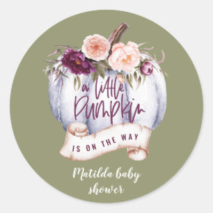 Sticker Rond Un peu citrouille à la fête du baby shower d'autom