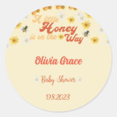 Sticker Rond Un Peu De Miel En Chemin Baby shower (Devant)