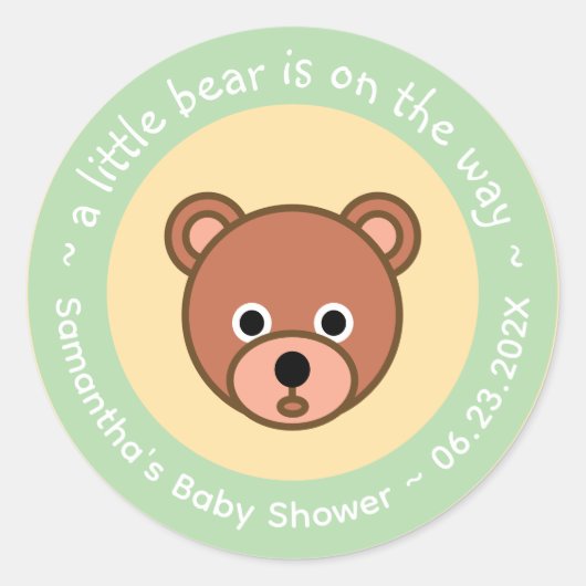 Sticker Rond Un Peu D'Ours Est En Chemin De Mignons Baby shower (Devant)