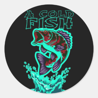 Sticker Rond un poisson froid plus un T-shirt de taille