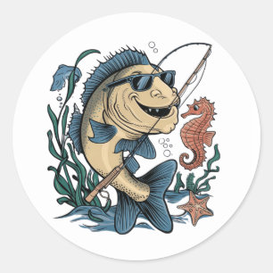 Sticker Rond un poisson souriant