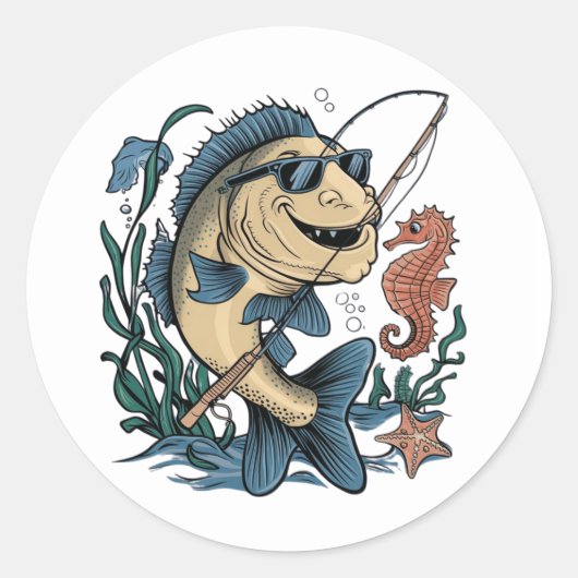 Sticker Rond un poisson souriant (Devant)